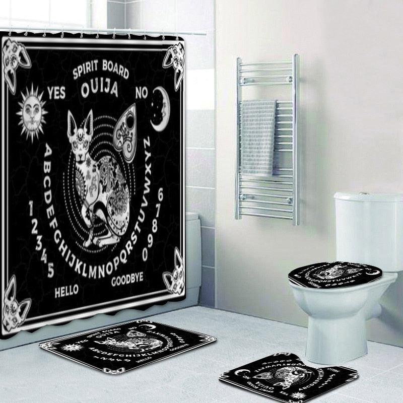 Witchy Black Magic Palmistry Hand Ouija Board Shower Curtain Set-MoonChildWorld