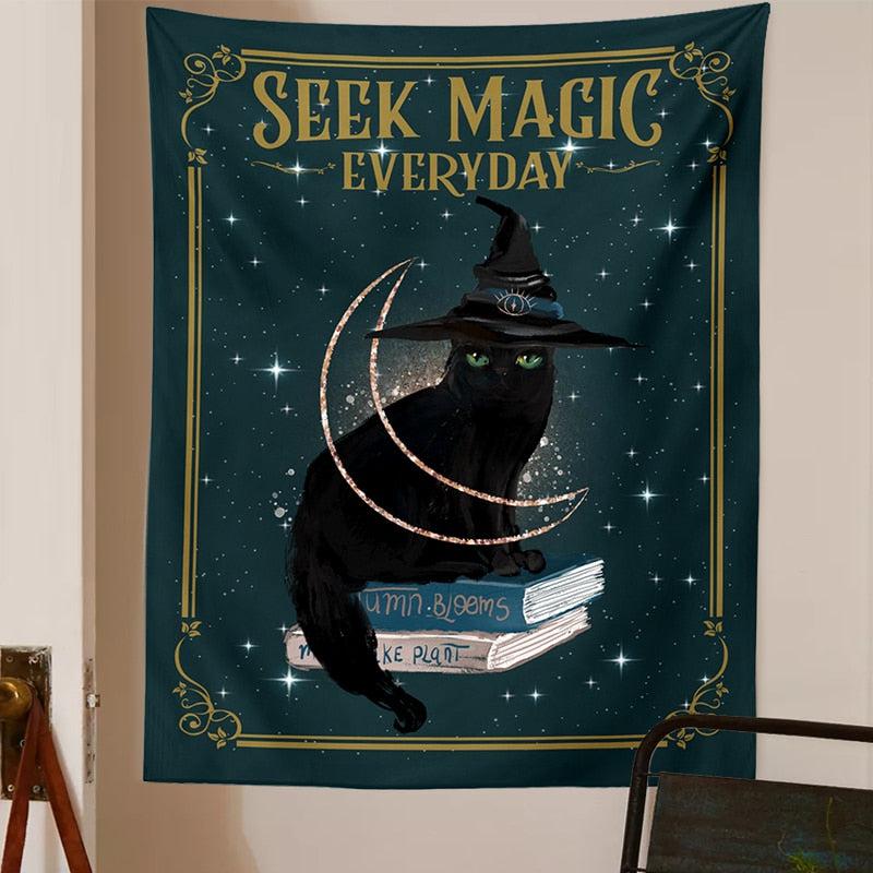 Cat Mysterious Divination Witchcraft Tapestry-MoonChildWorld