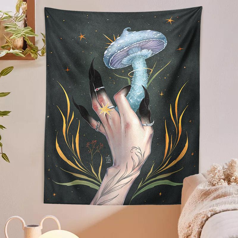 Mushroom Aesthetic Tapestry Forest Magic Witch Tapestry-MoonChildWorld