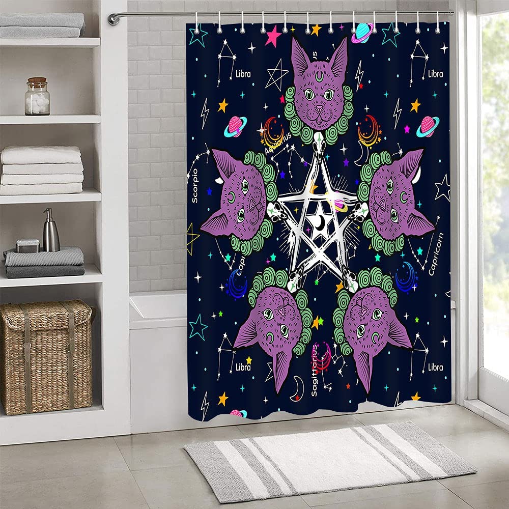 Cat Tarot Divination Witch Shower Curtain-MoonChildWorld