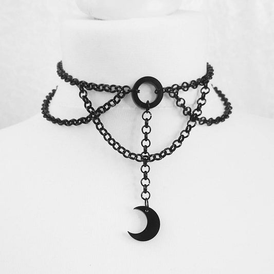 Moon Gothic Wicca Choker Necklace-MoonChildWorld