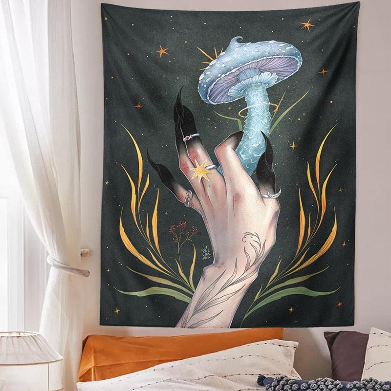 Mushroom Aesthetic Tapestry Forest Magic Witch Tapestry-MoonChildWorld