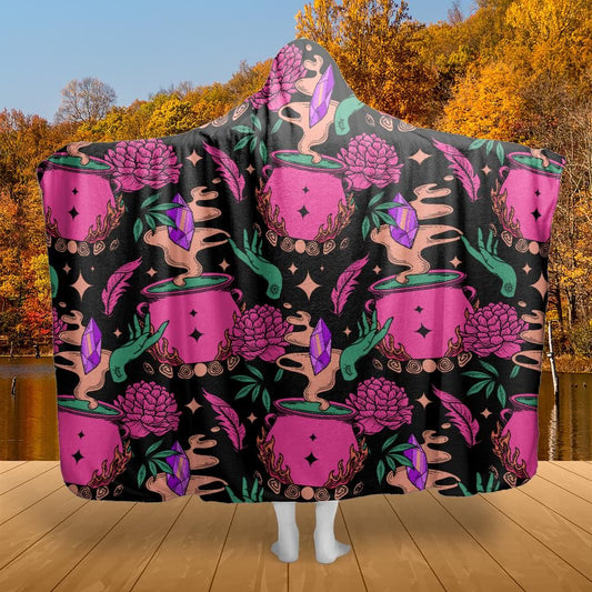 Halloween Cauldron Witch Hooded blanket