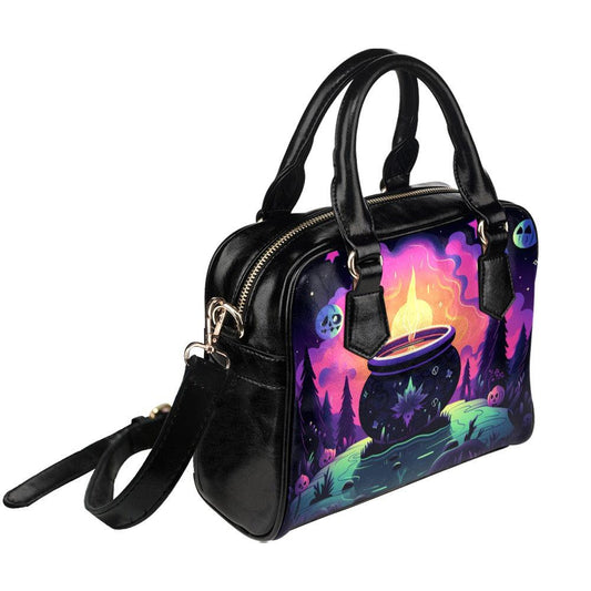 Halloween Cauldron Witch Shoulder Handbag-MoonChildWorld