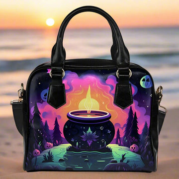 Halloween Cauldron Witch Shoulder Handbag-MoonChildWorld