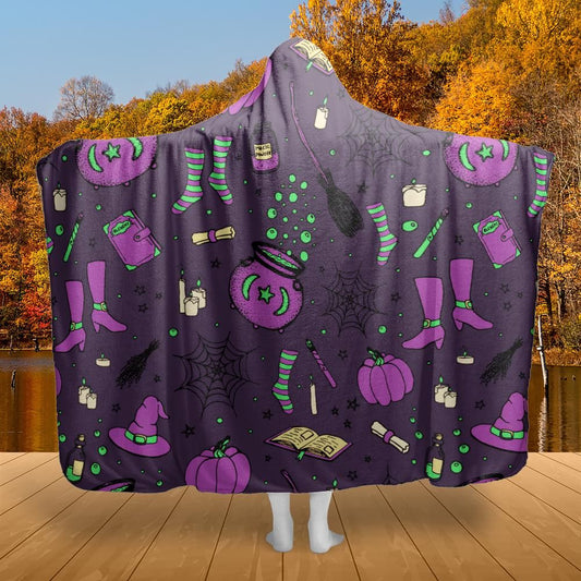 Halloween witch hooded blanket
