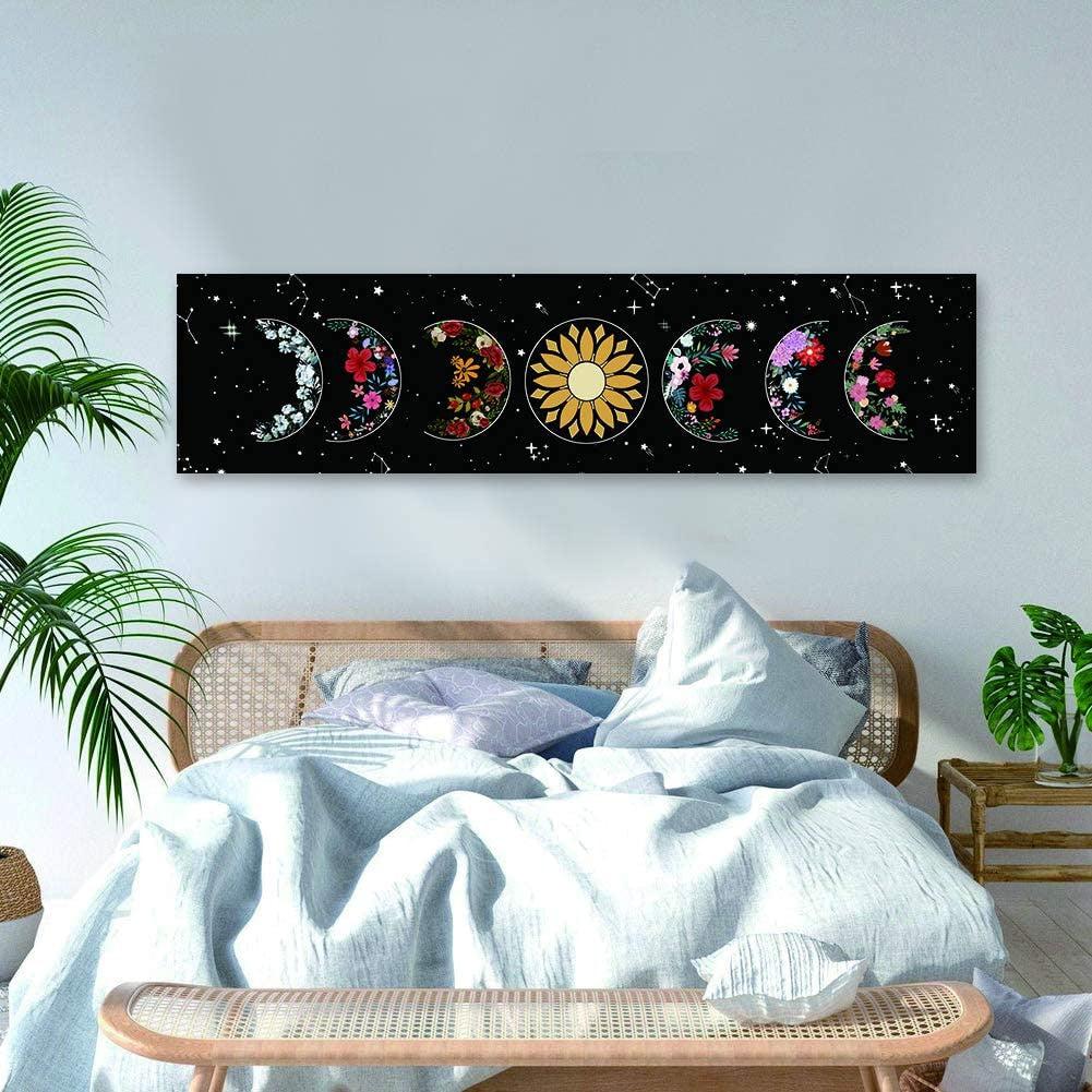 Wicca Moon Phase Floral Tapestry-MoonChildWorld