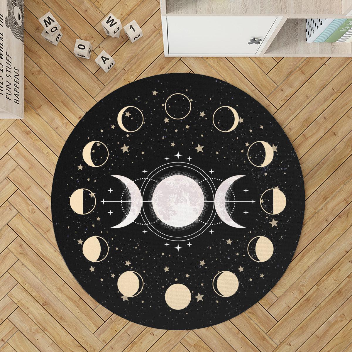 Lunar moon Round Rug Moon Phases Rug-MoonChildWorld