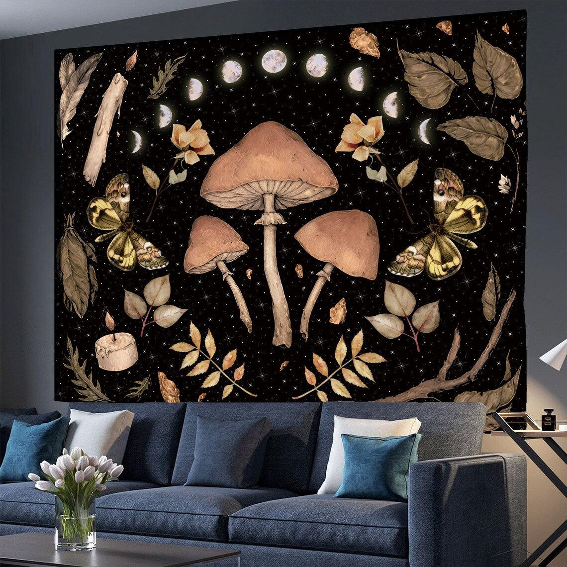 Moon Phase Tapestry Celestial Floral Aesthetic Tapestry-MoonChildWorld