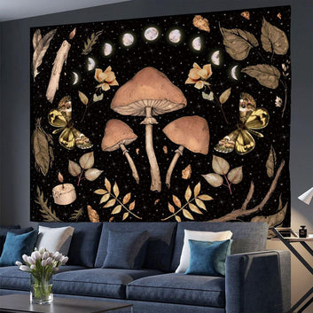 Moon Phase Tapestry Celestial Floral Aesthetic Tapestry-MoonChildWorld