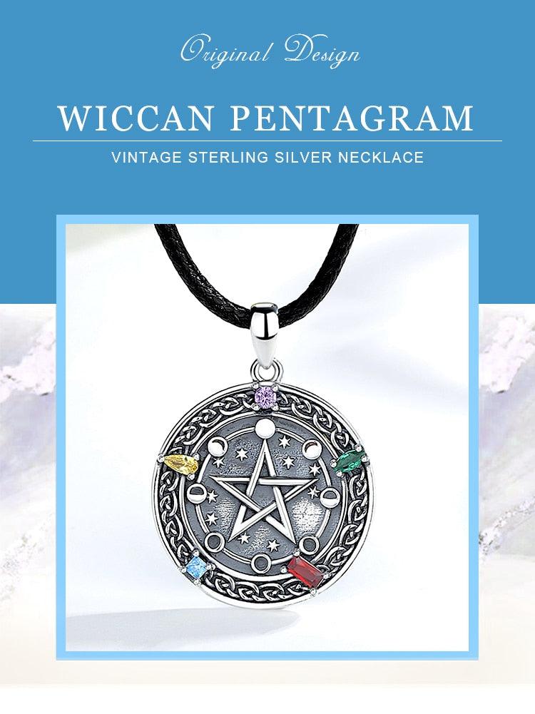 Moon phase Pentacle Necklace Wiccan Necklace-MoonChildWorld