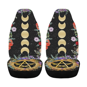 Pentacle Moon phases Car Seat Covers-MoonChildWorld