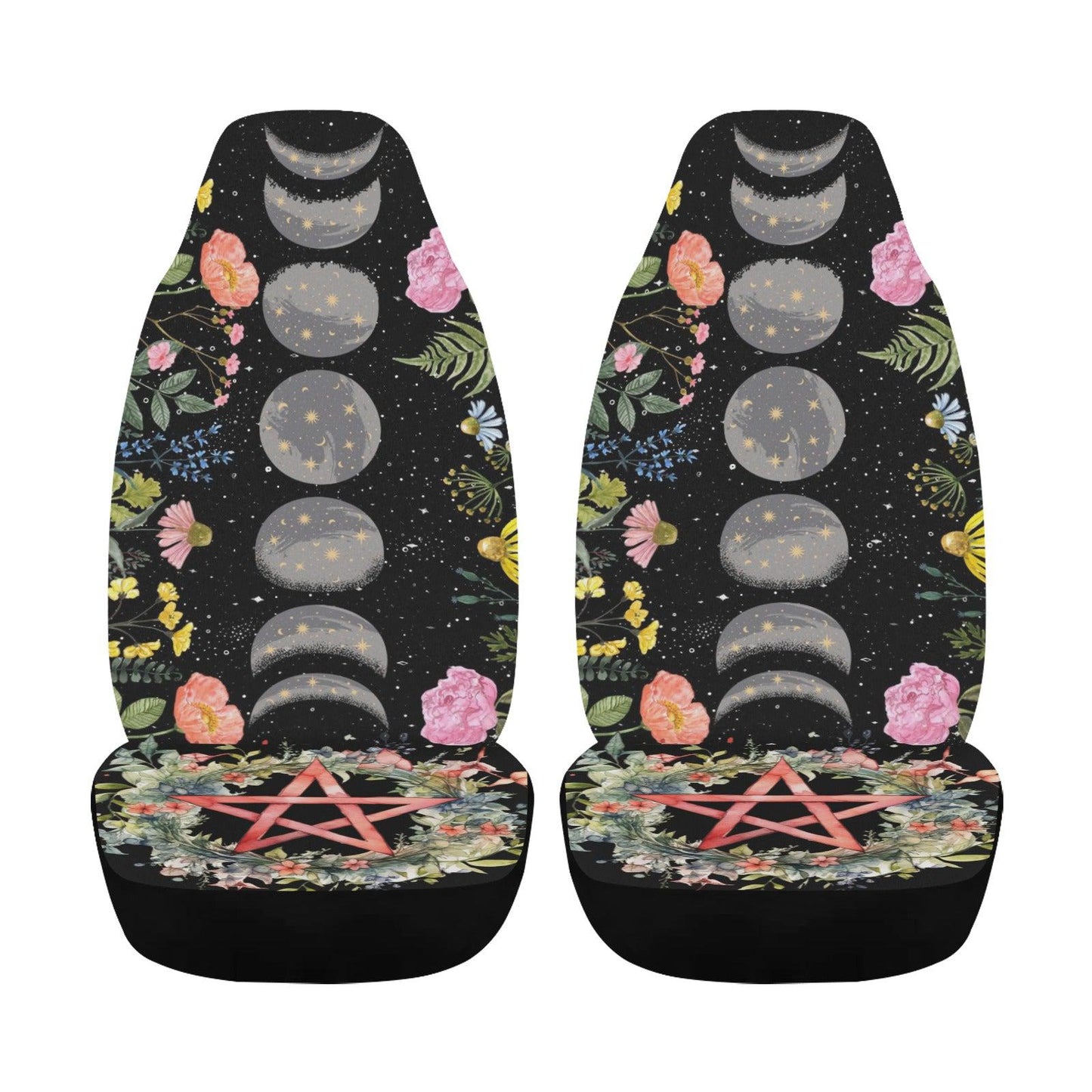 Pentacle Moon phases Car Seat Covers-MoonChildWorld