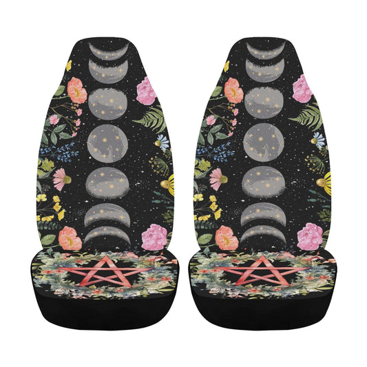 Pentacle Moon phases Car Seat Covers-MoonChildWorld