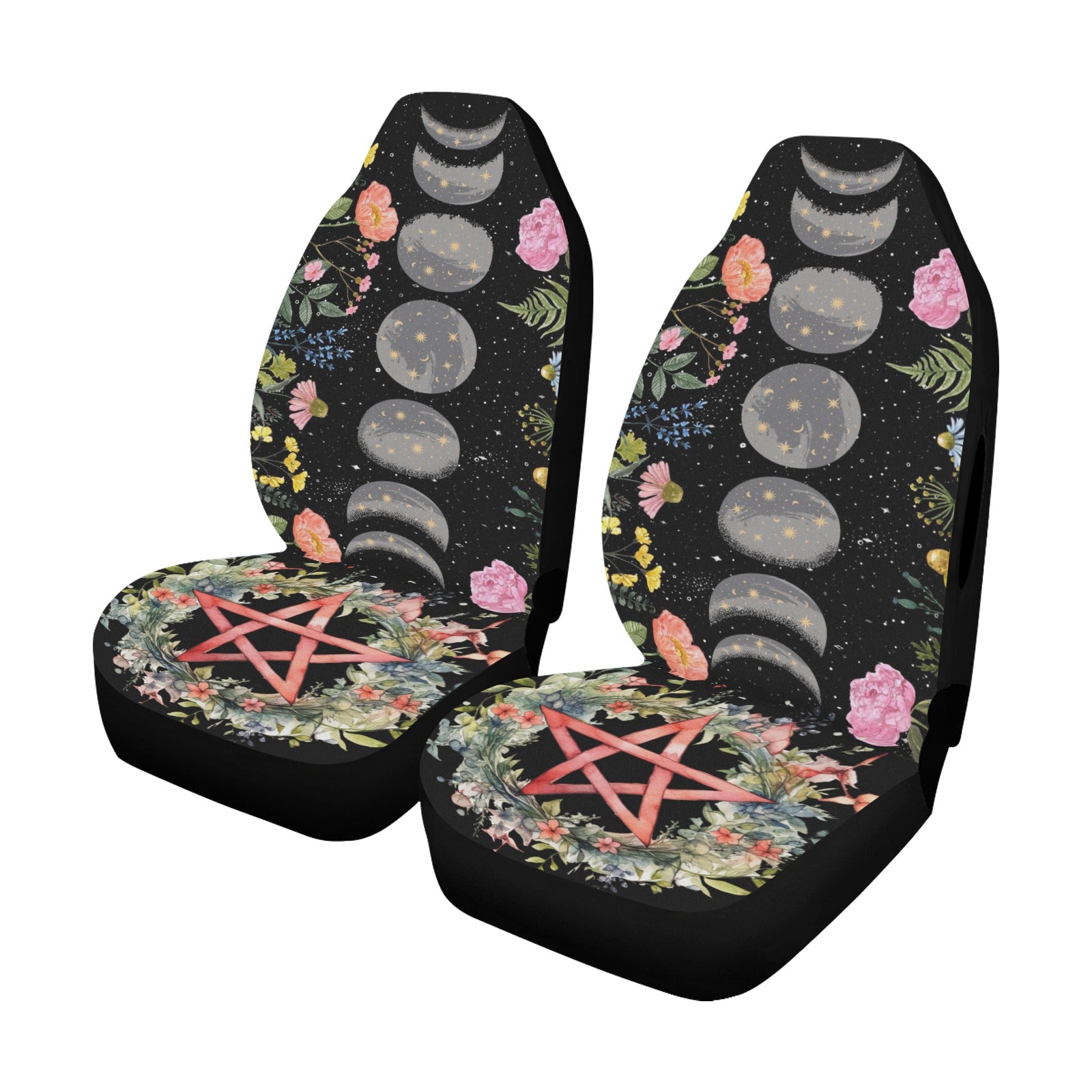 Pentacle Moon phases Car Seat Covers-MoonChildWorld