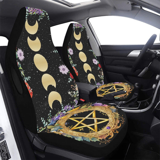 Pentacle Moon phases Car Seat Covers-MoonChildWorld