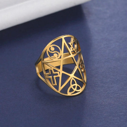 Pentacle Ring Wicca Pagan Ring-MoonChildWorld