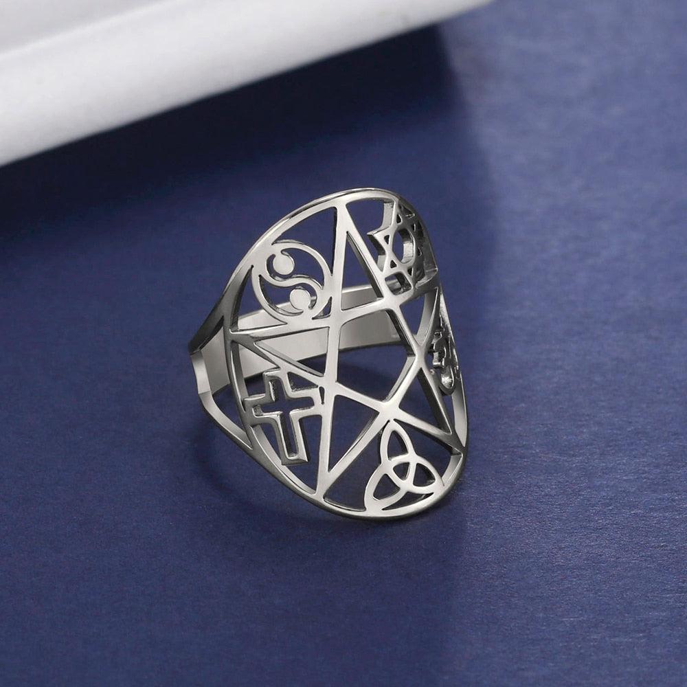 Pentacle Ring Wicca Pagan Ring-MoonChildWorld