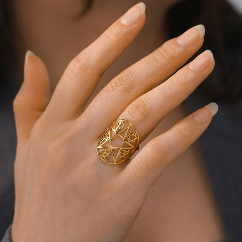 Pentacle Ring Wicca Pagan Ring-MoonChildWorld