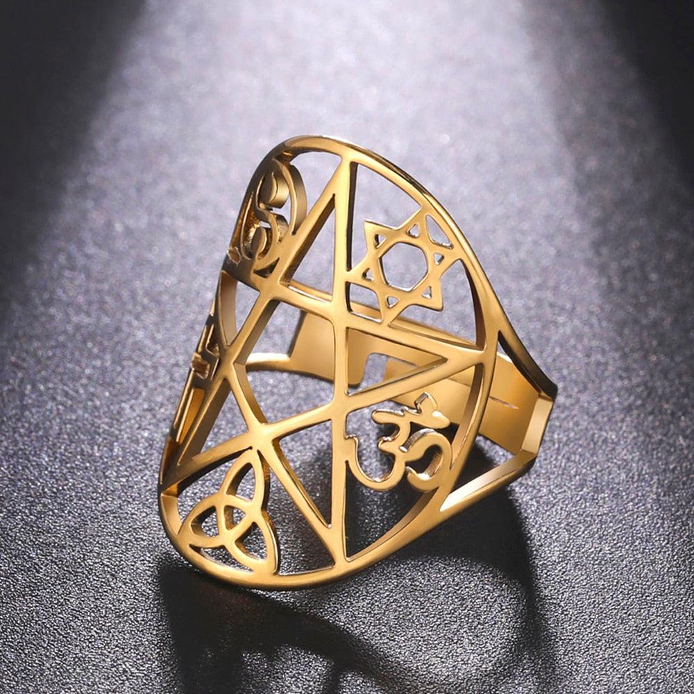 Pentacle Ring Wicca Pagan Ring-MoonChildWorld