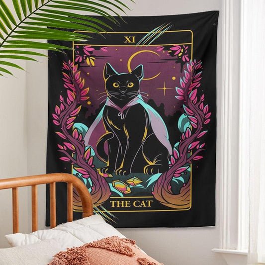 Cat Tarot Tapestry Witch Wall Hanging Black cat Tapestry