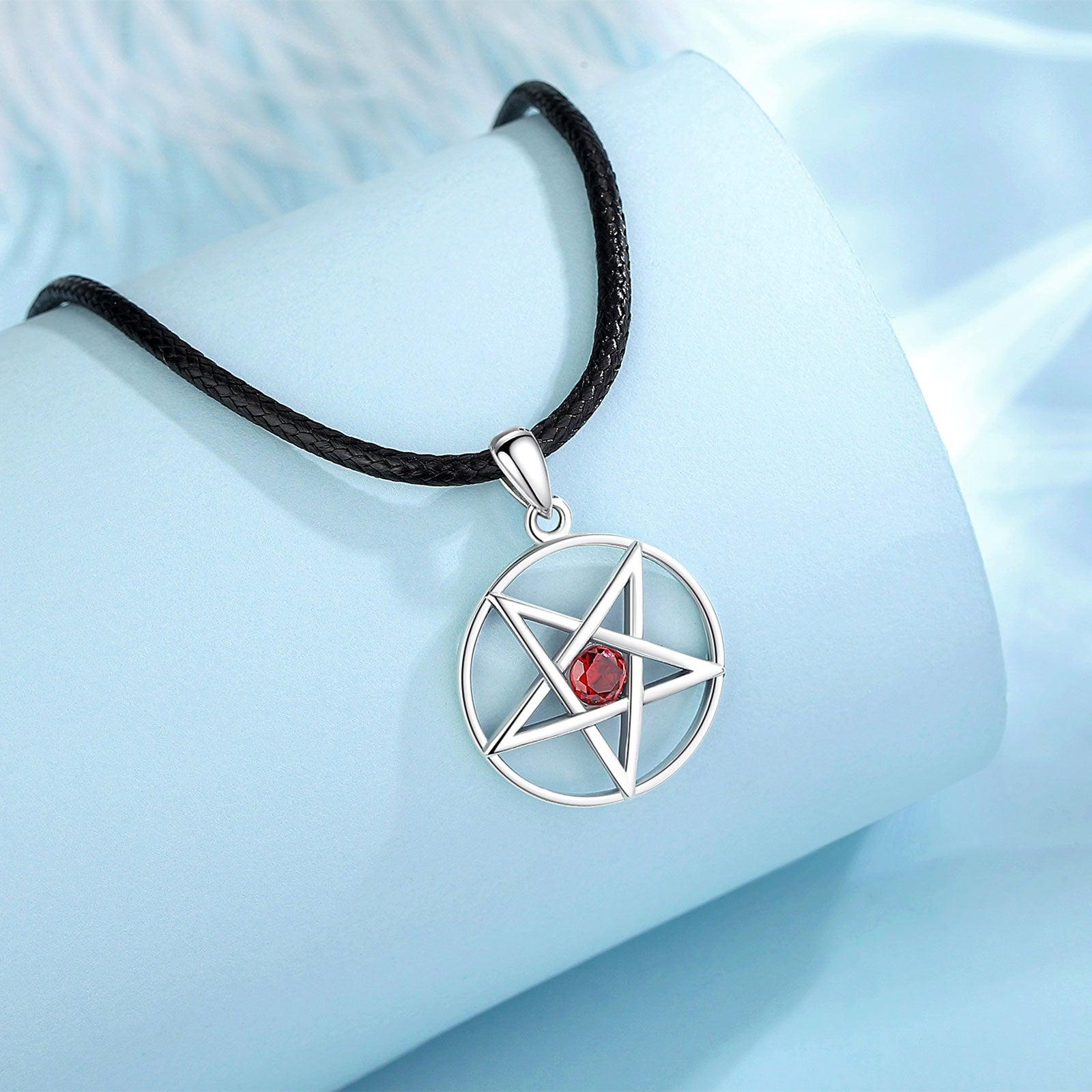 Sterling Silver Inverted Pentagram Necklace-MoonChildWorld