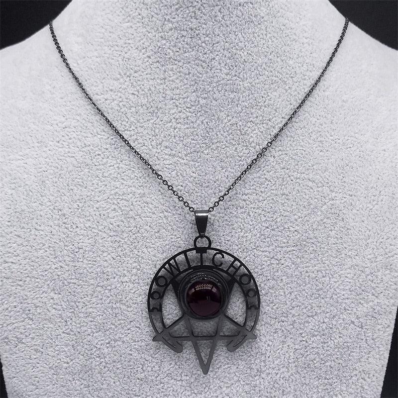 Gothic Witch Dark Magic Inverted Pentagram Necklace-MoonChildWorld