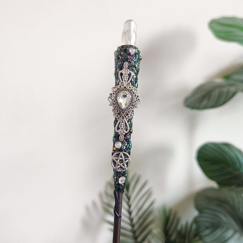 Witch Wand Crystal Quartz Power Scepter Altar Wand-MoonChildWorld