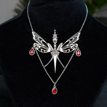 Crystal Butterfly Wicca Goddess Necklace Pagan Jewelry-MoonChildWorld
