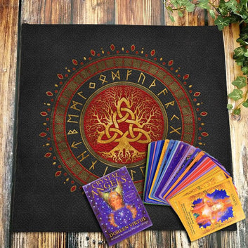 Tree Of Life Tarot Tablecloth Spiritual Rune Celtic Knot Pagan Altar Cloth-MoonChildWorld