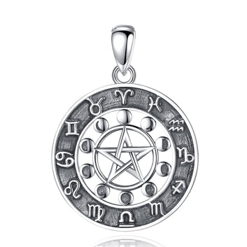 Moon phase Pentagram Constellation Wicca Necklace-MoonChildWorld