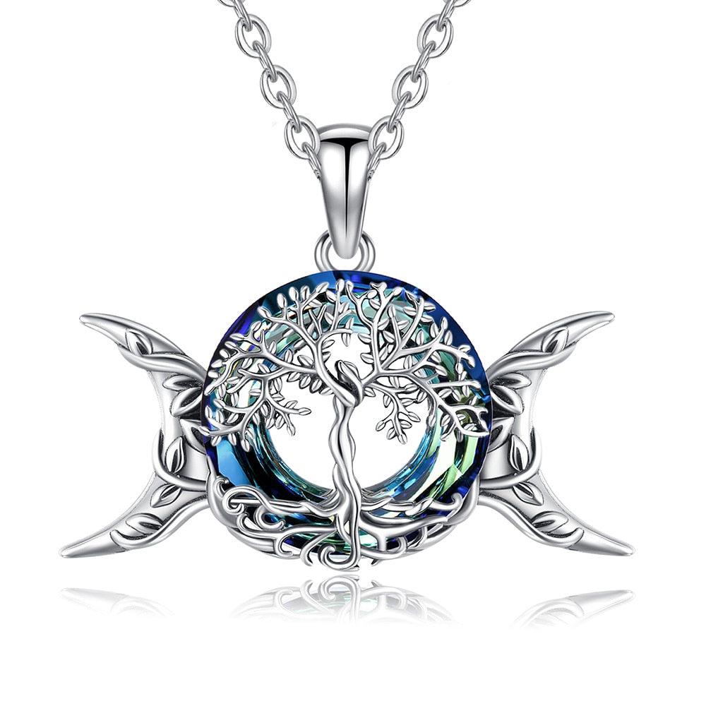 Tree of Life Necklace Triple Moon Goddess Necklace-MoonChildWorld