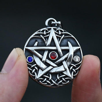 Pentagram Moon Wiccan Necklace