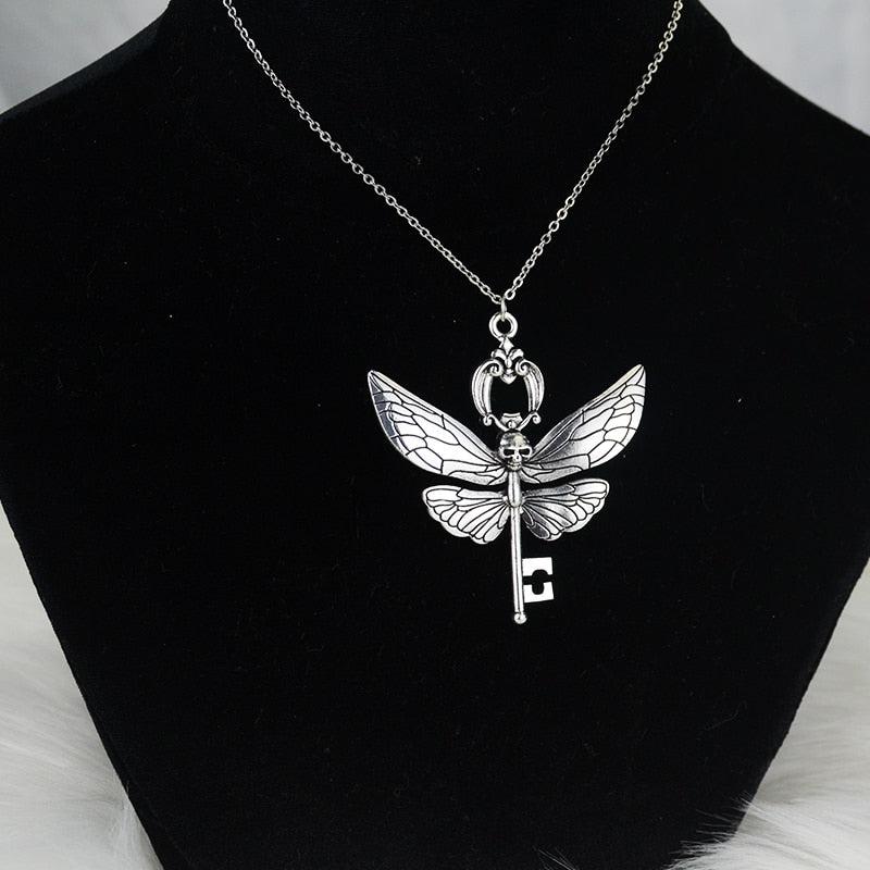 Crystal Witch Triple Moon Pentgram Key Necklace-MoonChildWorld