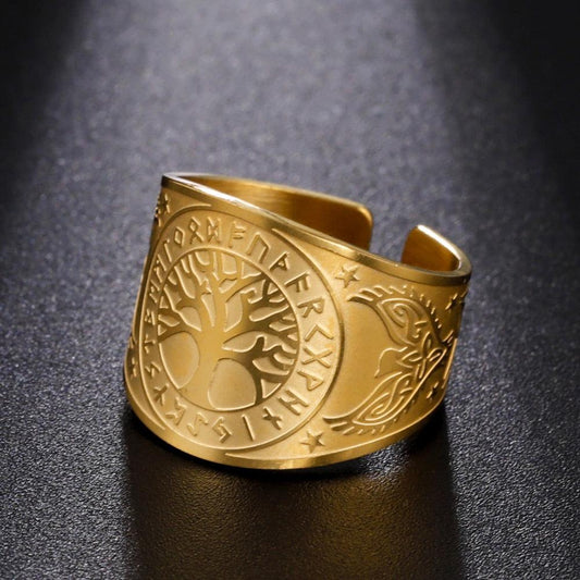 Tree of Life Runes Ring Norse Viking Ring-MoonChildWorld