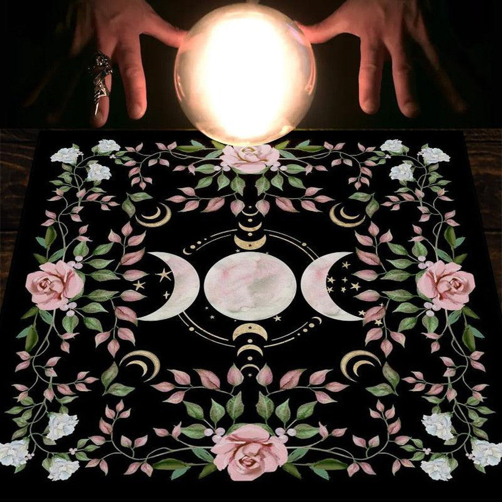 Triple Moon Altar Cloth Wicca Tarot Tablecloth-MoonChildWorld