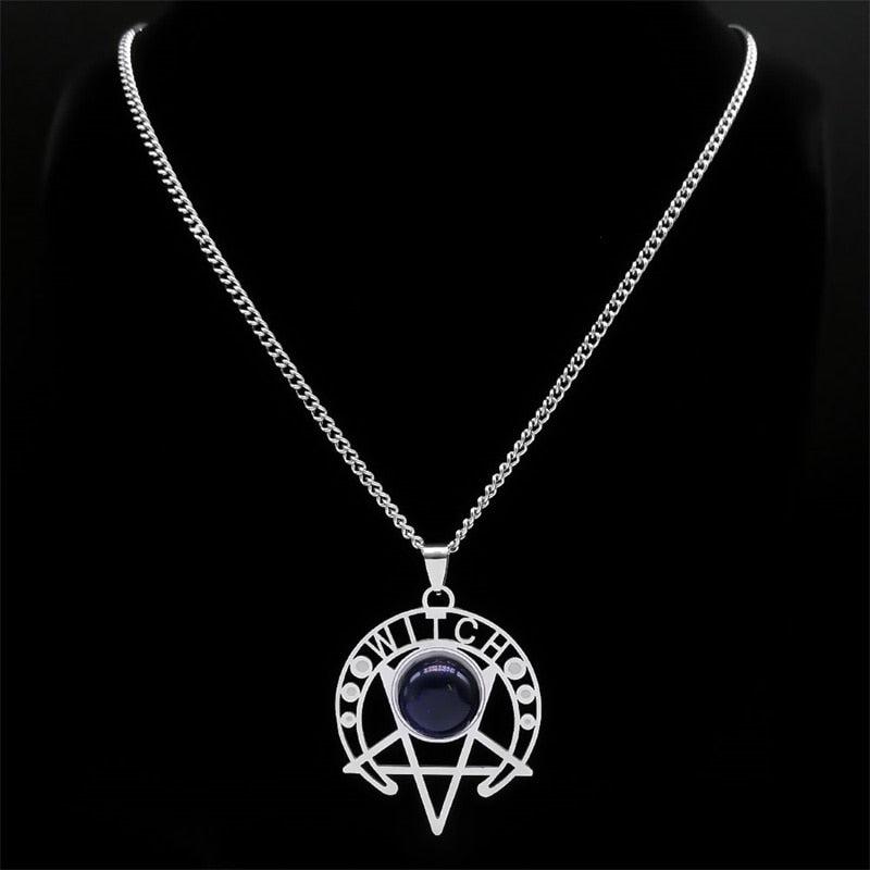 Gothic Witch Dark Magic Inverted Pentacle Necklace-MoonChildWorld