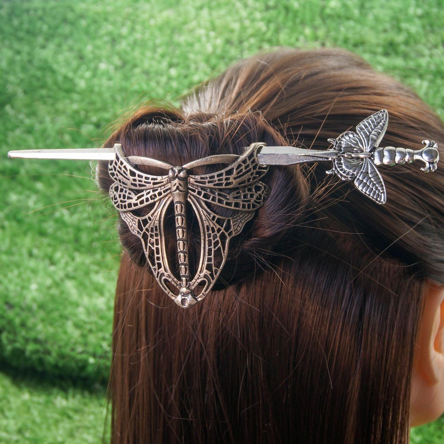 Gothic Dragonfly Hair Stick Wicca Pagan Hair Accessories-MoonChildWorld