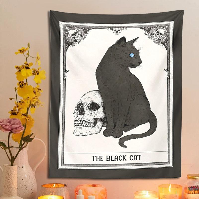 Tarot Cat Tapestry Witch Wall Hanging-MoonChildWorld