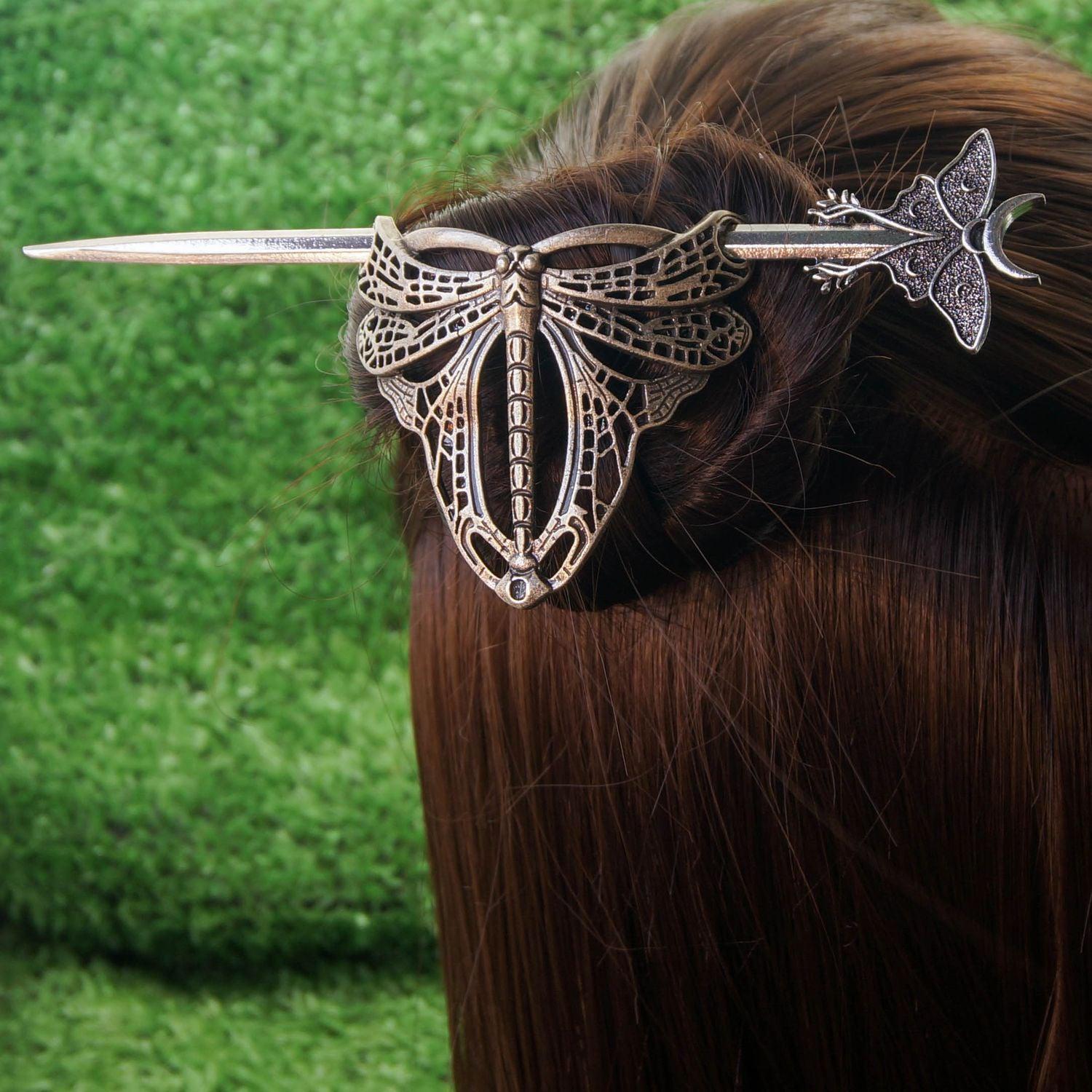 Gothic Dragonfly Hair Stick Wicca Pagan Hair Accessories-MoonChildWorld