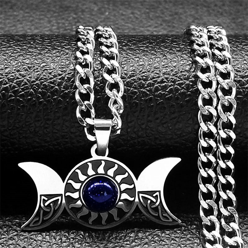 Witch Triple Moon Goddess Celtic Knot Necklace Wiccan Necklace-MoonChildWorld