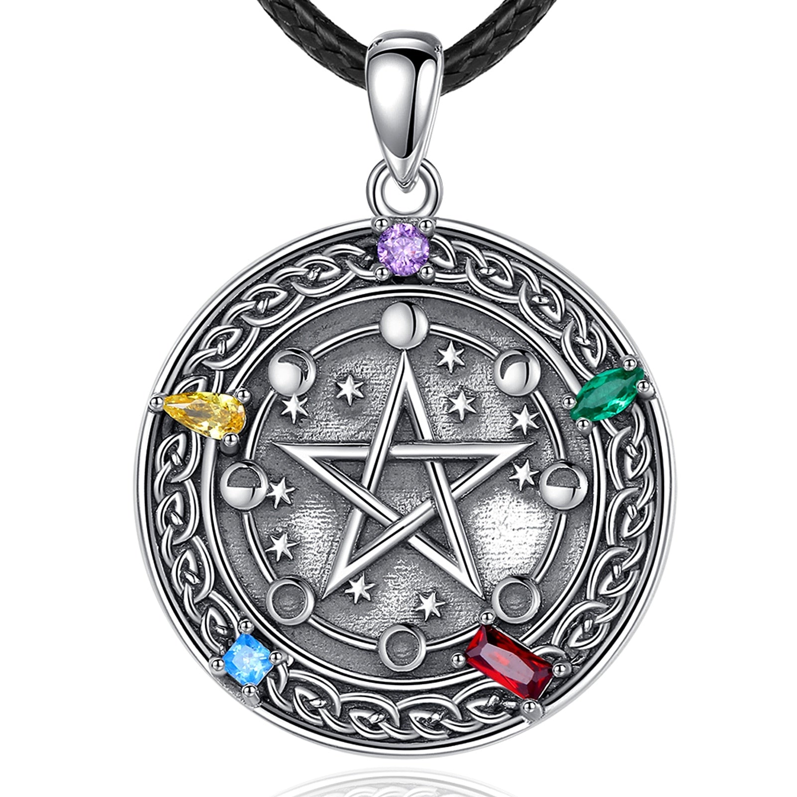 Moon phase Pentagram Necklace Wiccan Necklace-MoonChildWorld
