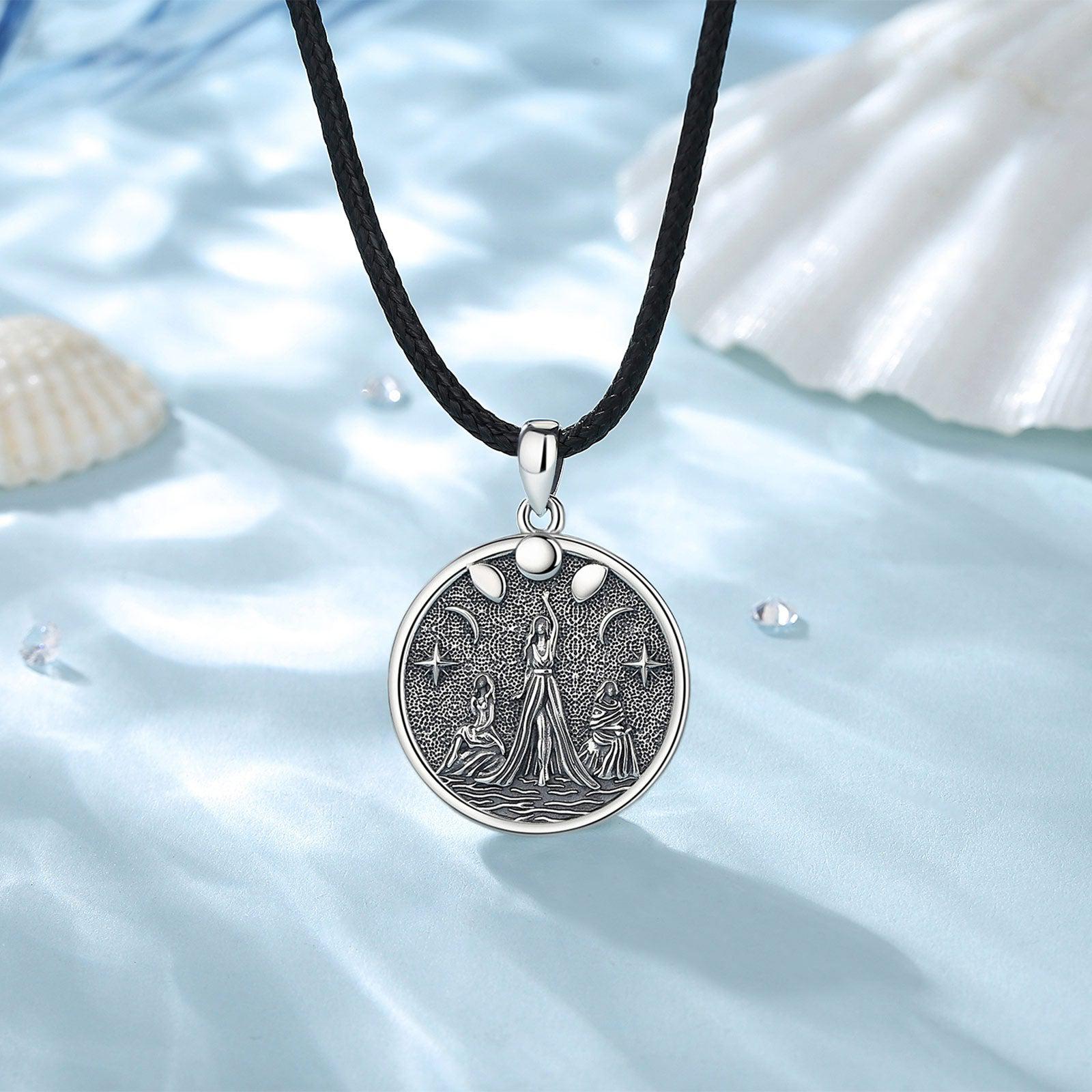 Triple Moon Goddess Necklace Hecate Amulet Necklace-MoonChildWorld