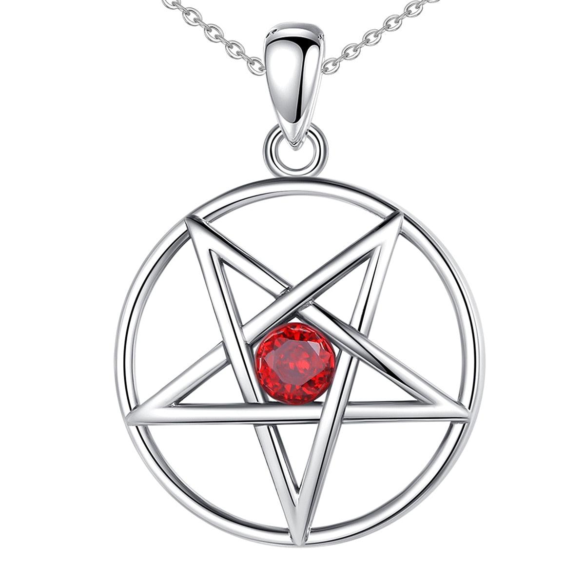 Sterling Silver Inverted Pentacle Necklace-MoonChildWorld