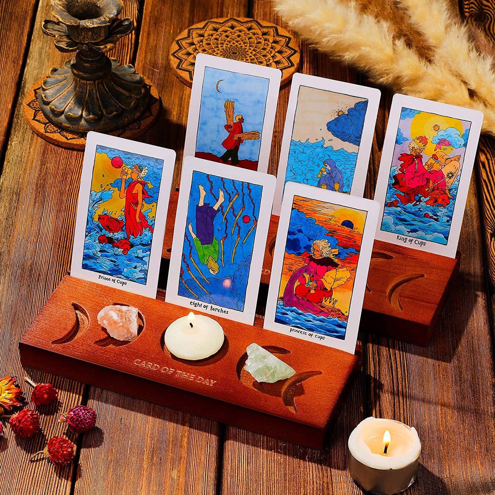 Wiccan Wooden Tarot Card Candle Display Holder Altar Supplies-MoonChildWorld