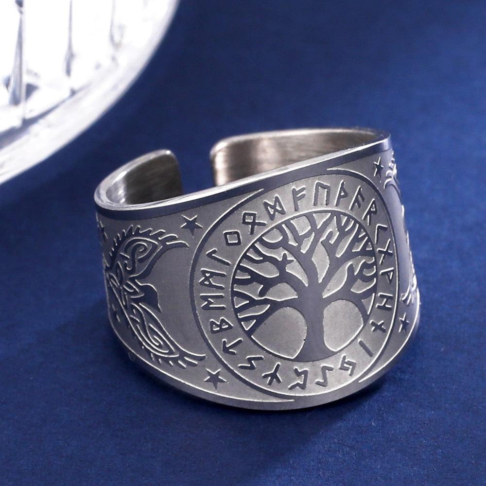Tree of Life Runes Ring Norse Viking Ring-MoonChildWorld