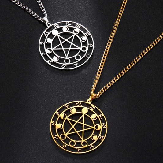 Constellations Zodiac Pentagram Necklace Witchcraft Necklace-MoonChildWorld