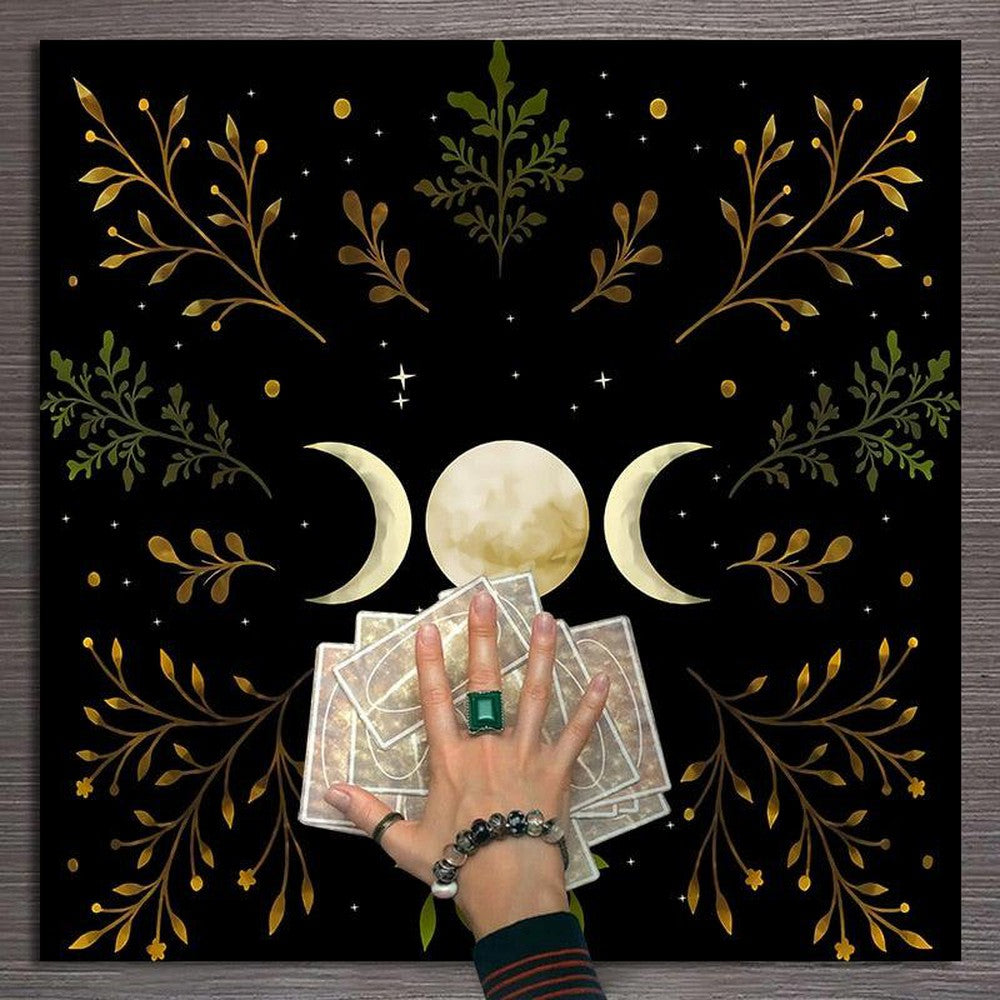 Triple Moon Tarots Tablecloth Wicca Pagan Altar Cloth-MoonChildWorld