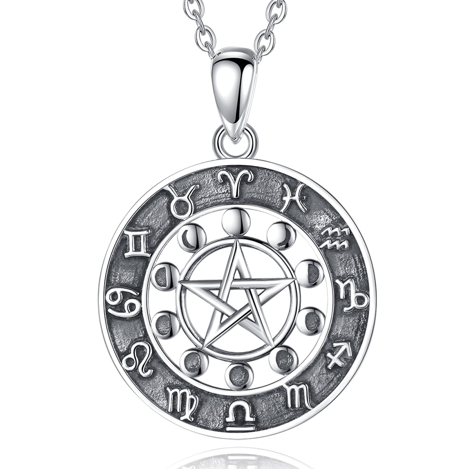 Moon phase Pentagram Constellation Wicca Necklace-MoonChildWorld