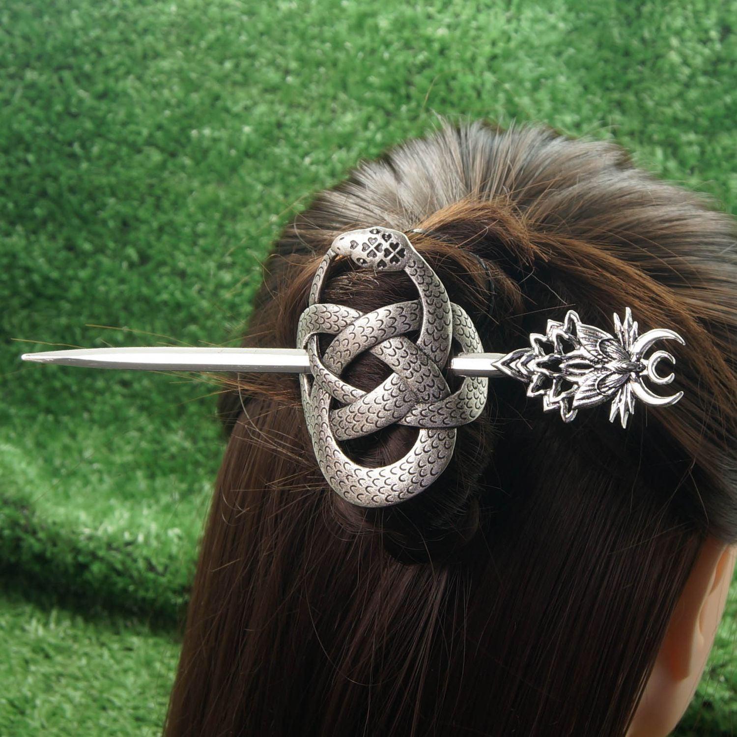 Celtic knot snake hairpin Wicca Pagan Hair Accessories-MoonChildWorld